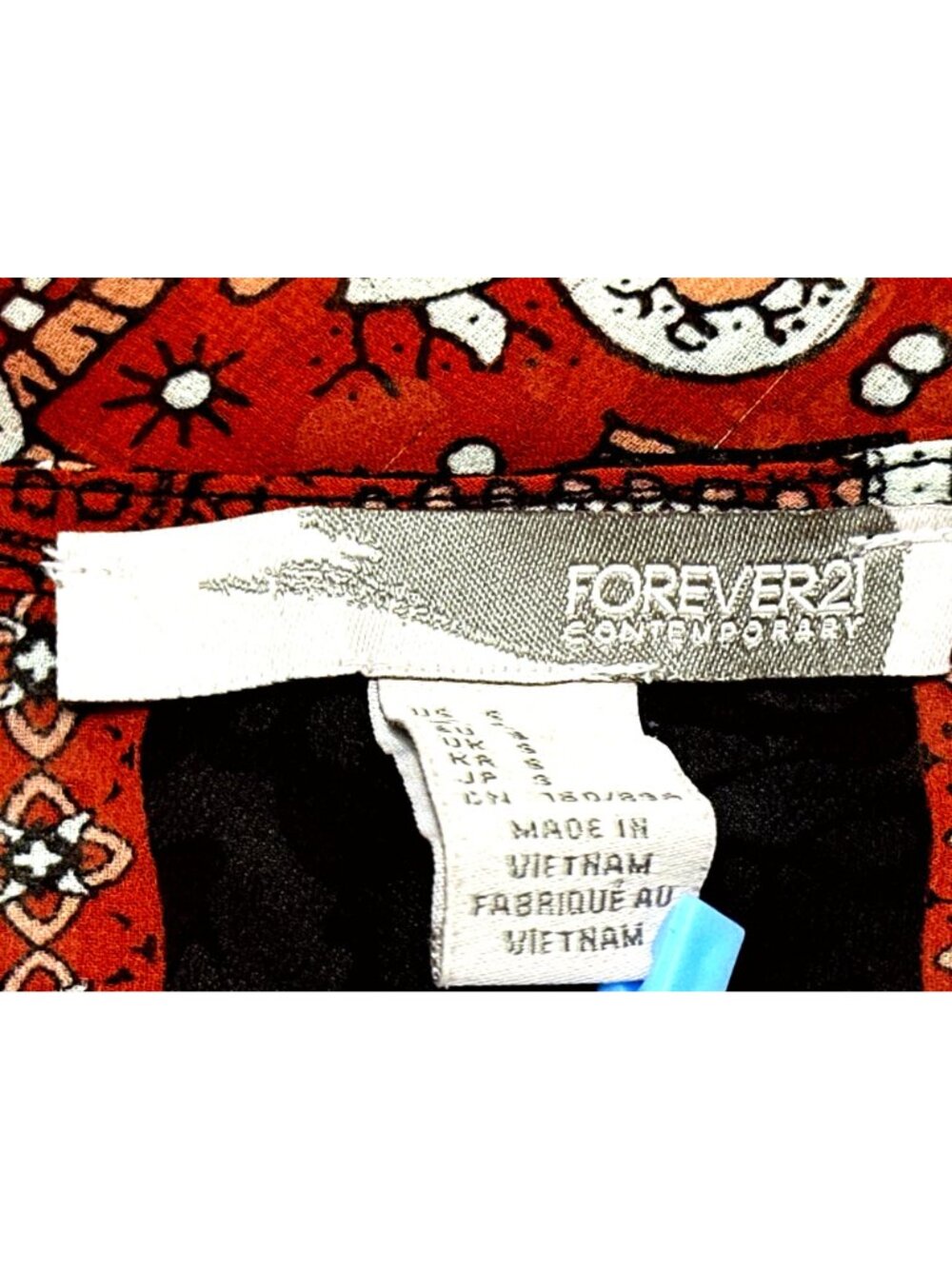 Forever 21 Size S Red Black Paisley Empire Waist Tunic Top Boho Festival Romance - Picture 6 of 13